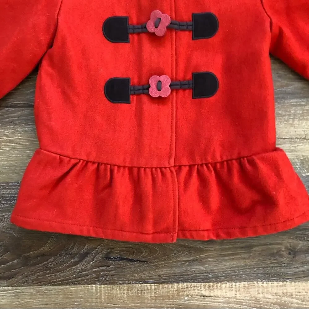 Gymboree Girls’ Jacket with Faux Fur Collar Orange Size 3/4 (XS)